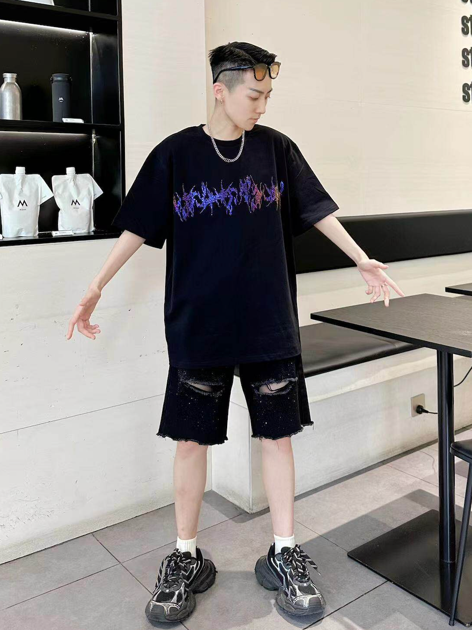 サンダー ラインストーン プレミアムTシャツ　dp1014