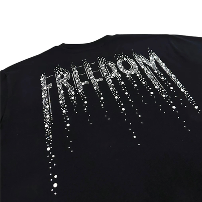 FREEDOM ラインストーン バックプリント Tシャツ　dp1046