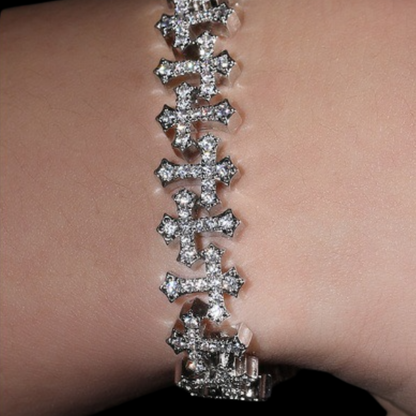 Iced Out Cross Link Chain Bracelet