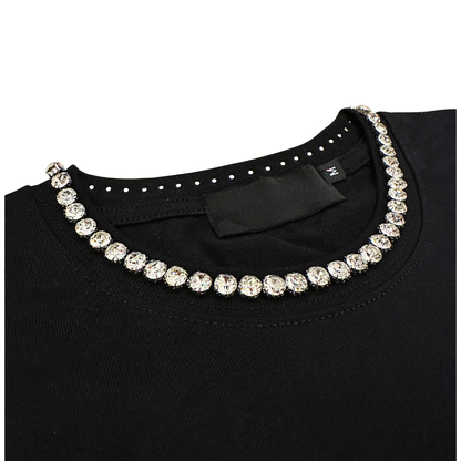 ラインストーンネックTシャツ dp1045