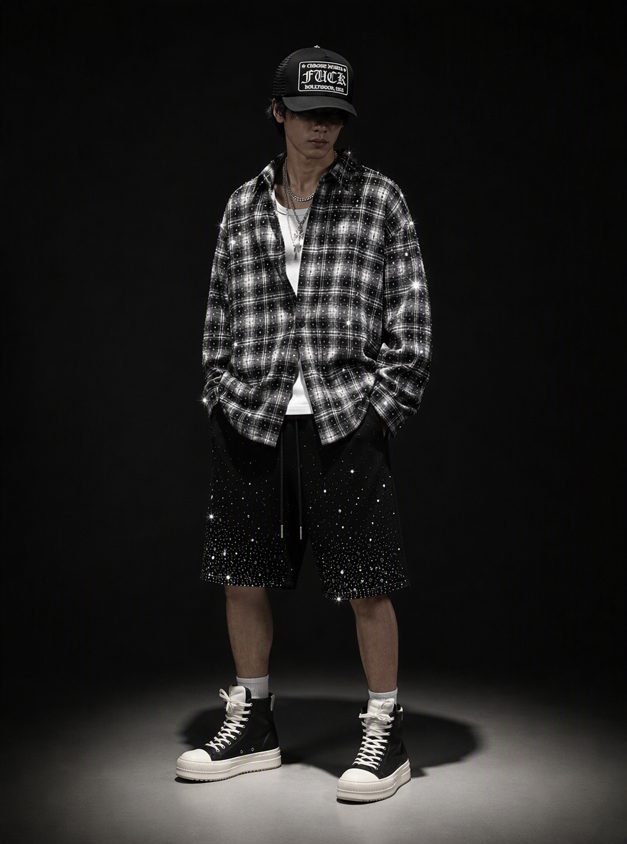 アイスアウト・グリッター ネルチェックシャツ　dp1009