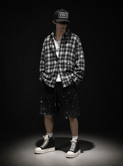 アイスアウト・グリッター ネルチェックシャツ　dp1009