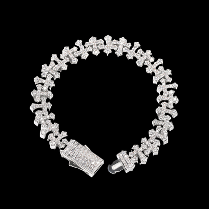 Iced Out Cross Link Chain Bracelet