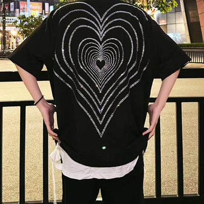 エンドレスハート ラインストーン ヘビーウェイト プレミアムTシャツ　dp1020
