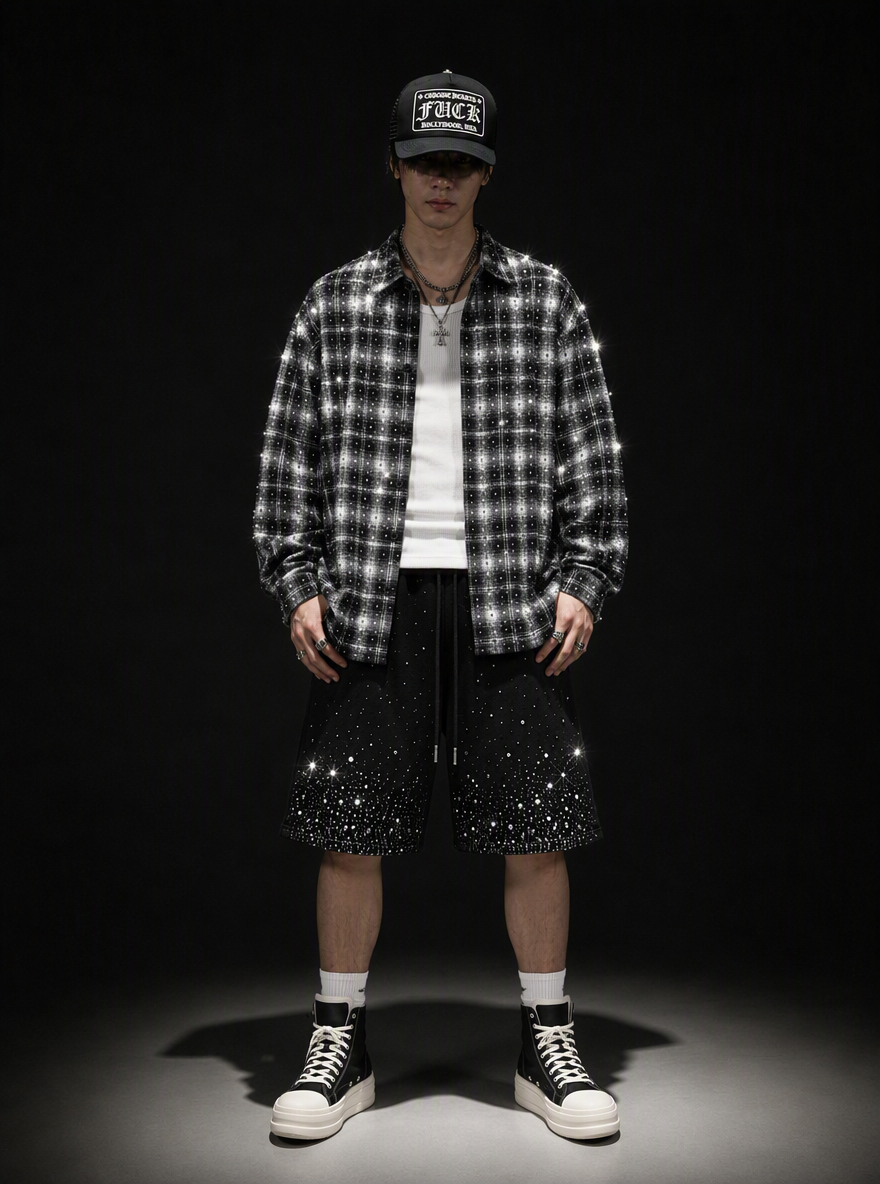 アイスアウト・グリッター ネルチェックシャツ　dp1009