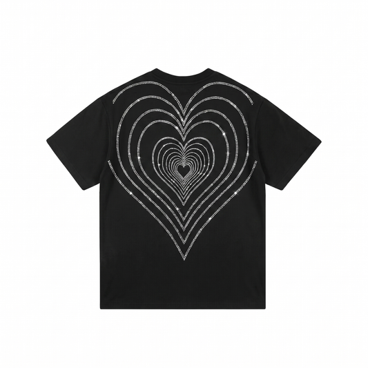 エンドレスハート ラインストーン ヘビーウェイト プレミアムTシャツ　dp1020