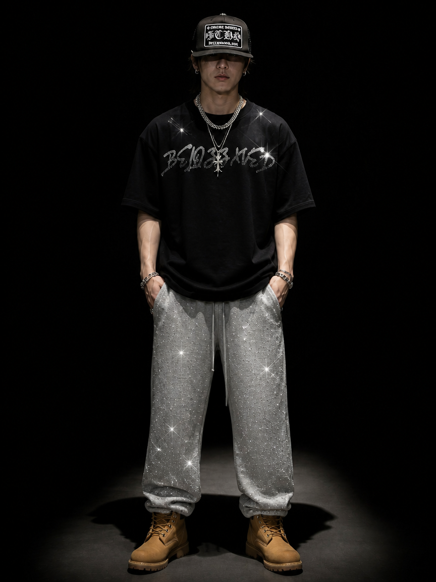 エンジェルウィング ラインストーンTシャツ　dp1021