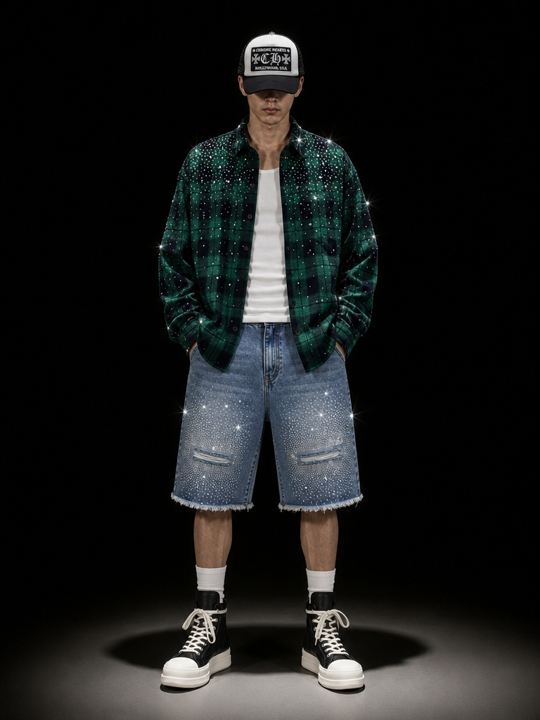アイスアウト・グリッター ネルチェックシャツ　dp1035