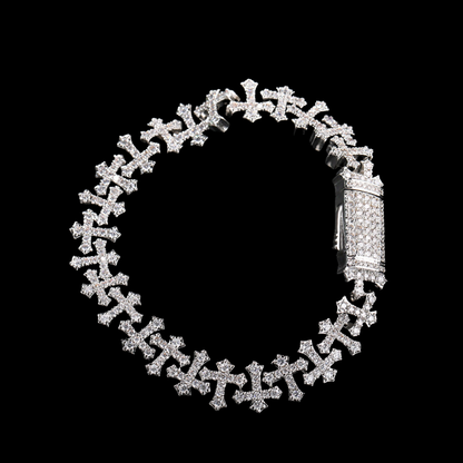 Iced Out Cross Link Chain Bracelet