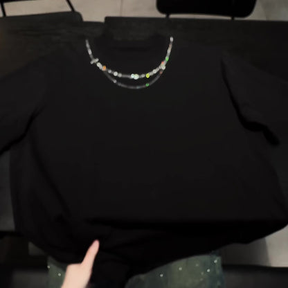 ラグジュアリー・レイヤード・ネックレス ヘビーウェイトTシャツ　dp1016